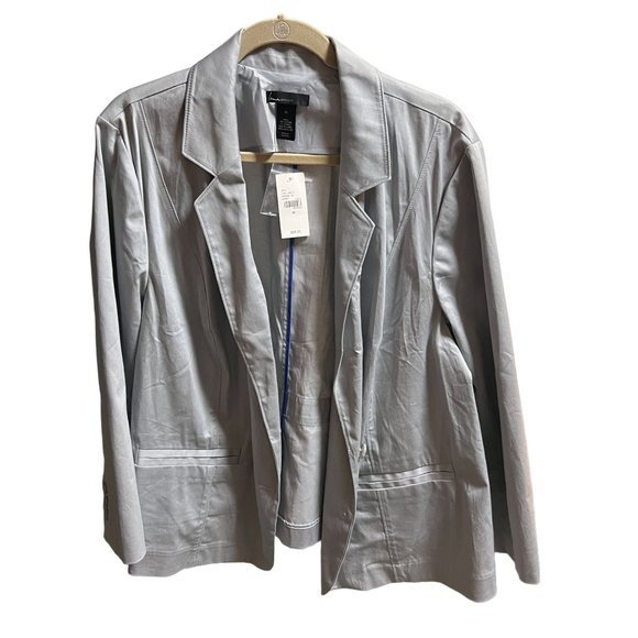 Lane Bryant Blazer Silver Gray Size 26 Lightweight Stretchy Year Round Wear NWT - Picture 3 of 8